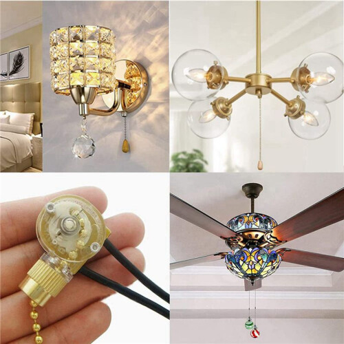 Ceiling Fan Light  Zing Ear ZE-109 Two-Wire Light  with Pull Cords for Ceiling Light Fans Lamps 4Pcs Gold 2