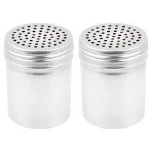(Set of 2) Dredge Shakers 10 oz, Stainless Steel Spice Shakers Baking/Cooking