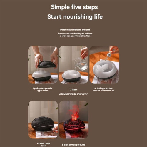 Colorful Volcano Diffuser 200ml Ultrasonic Flame Fire Humidifier with Auto-Off Protection Cool Mist Diffuser A 1