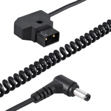 Coiled 1M/3.28Ft D-Tap 2Pin Male To 5.5 X 2.1Mm Adapter Cable Extension Elastic For Anton V-Mount Battery Dslr Cage Rig Power Supply