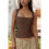 Damen Tank Tops mit Eckigem Ausschnitt, Ärmellos, Kaffee, L 5