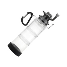 Holder for fishing bait, organizer of fishing hooks Small bait wages bottle with carabiner, clear shelves