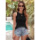 Damen Rundhals Gerippte Slim Fit Weste Schwarz L 4