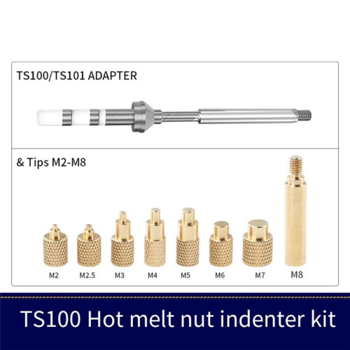 Heat Insert Nut Iron Tip TS100 Soldering Iron Tip Insert Internal Thread  M2-M8 Brass Hot Melt Insert Nut Insertion