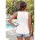 Damen Rundhals Gerippte Slim Fit Weste Weiß L 2