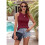 Damen Rundhals Gerippte Slim Fit Weste Weinrot L 6