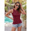 Damen Rundhals Gerippte Slim Fit Weste Weinrot L 4