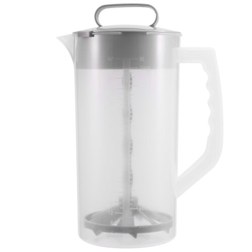 Mixing Pitcher for Drinks,2 Quart/64oz Plastic Water Pitcher with Lid,Easy-Mix Juice Container,Angled Plastic Blades