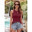 Damen Rundhals Gerippte Slim Fit Weste Weinrot S 5