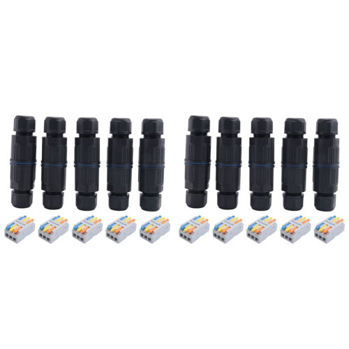 10PCS IP68 Waterproof Junction Box, Outdoor Electrical Cable Connector for 3.5-10mm Wire Range(AC 250V, 16A) 4 Pin