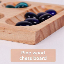 Foldable Wooden Mancala Board Game for Ages 7+ Multi-Color Beads Classic Strategy Game for Family, Party, and Travel
