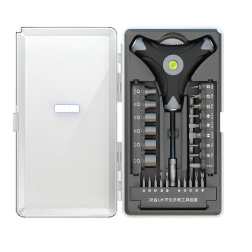 28 in 1 Screwdriver Set S2 Bits Kit Hex Socket Level Gauge Handle Repa