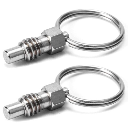 2 Packs Spring Plunger with Pull Ring,1/2"- 13 Thread Size, 0.56" Thread Length,Retractable Spring Plunger Index Plunger