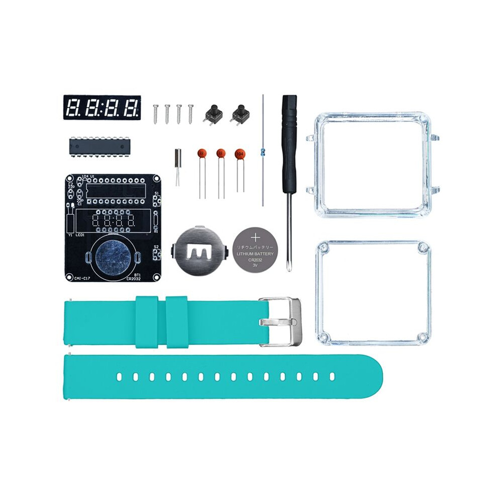 Diy Electronic Watch Kit Led Digital Tube Display Diy Soldering Project Transparent Case 3V Diy Electronic Kit Green 6131667554453