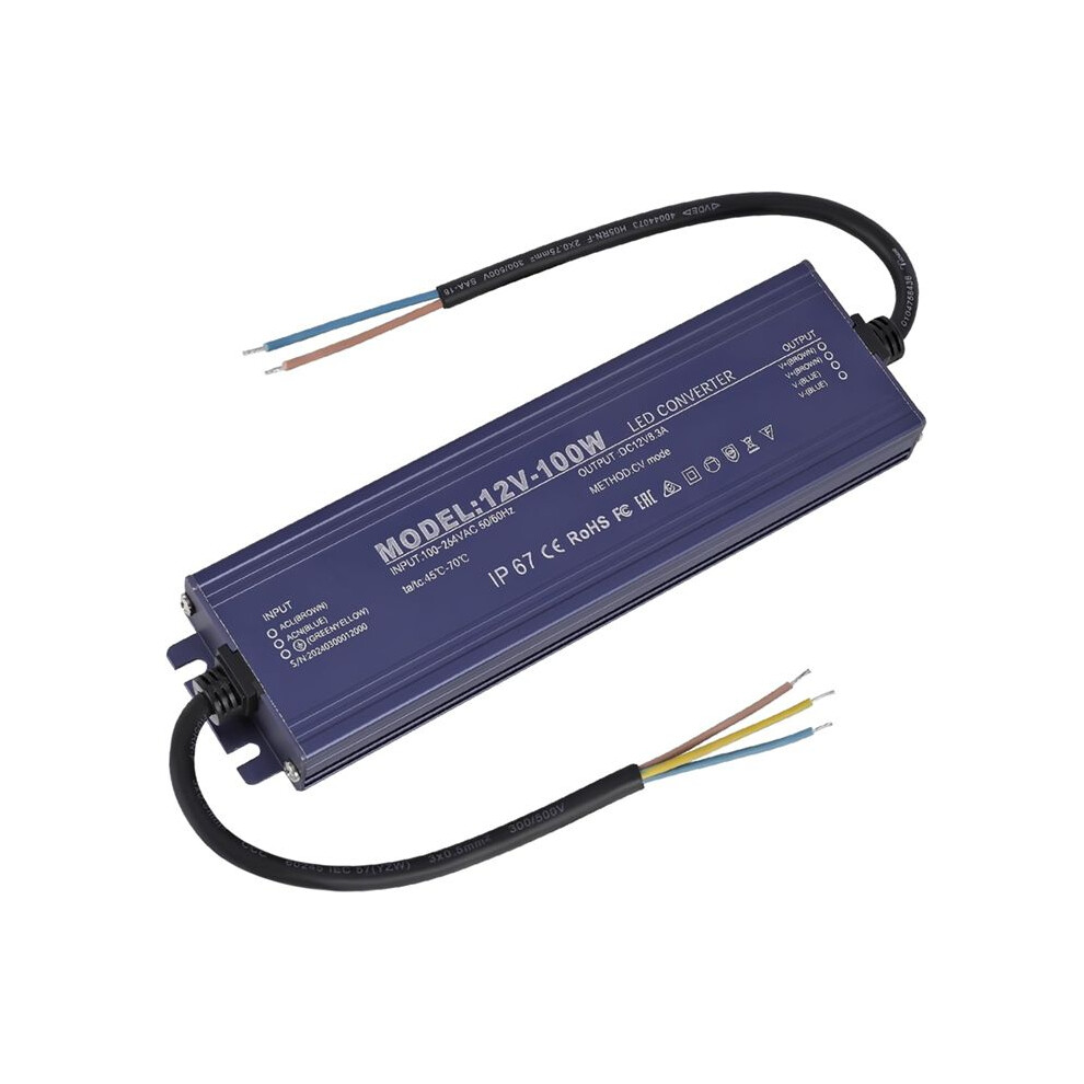 Led Driver Ip67 Waterproof 12V 8.3A 100W Power Supply Transformer 100-264V Ac To 12V,Led Power Adapter For Outdoor Light 6131186938000