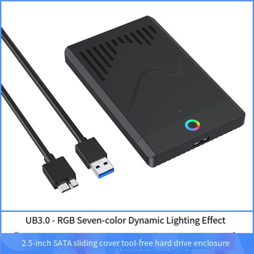 2.5-Inch Tool-Free SSD Enclosure USB 3.0 Laptop External Solid State Drive Box RGB for Storage Expansion 2