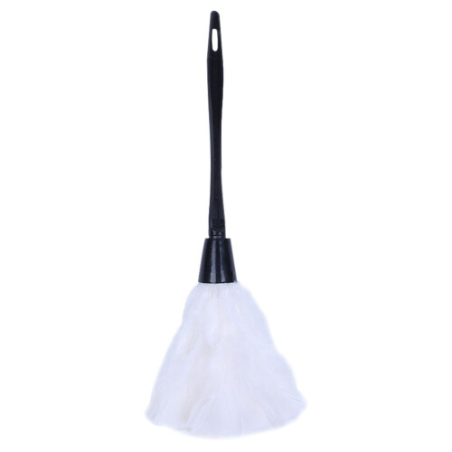 1pc Fashion Turkey Feather Duster with Black Plastic Handle Cleaning Tool(white)35cm