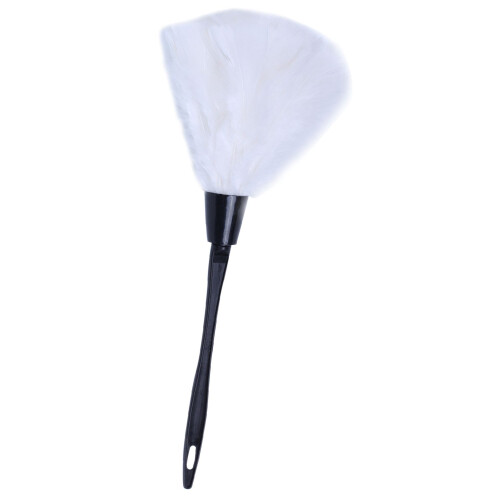 1pc Fashion Turkey Feather Duster with Black Plastic Handle Cleaning Tool(white)35cm 2