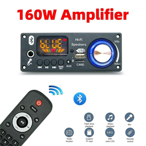 160W Amplifier  5.1 MP3 Decoder Board 2x80W Audio Player 12V DIY MP3 Player Car FM Radio Module TF USB Mic 1