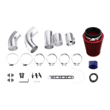 Kit Tubo di Aspirazione Aria Fredda Universale per Auto da 76 mm, Sistema di Filtraggio Aria Fredda Turbo Direct, Rosso