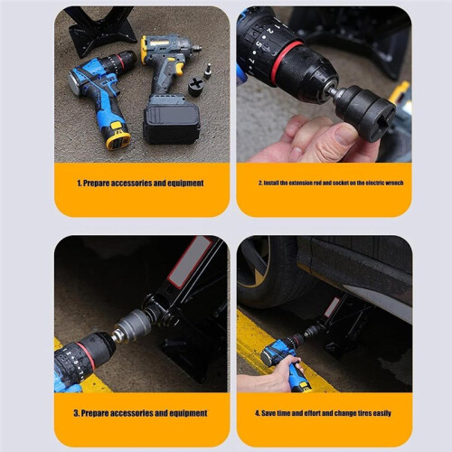 Auto Jack Power Socket Adapter for Scissor Jacks - Universal Drill Fit, for RV, Trailer, Car Maintenance 1