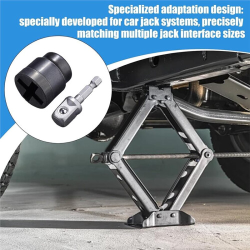 Auto Jack Power Socket Adapter for Scissor Jacks - Universal Drill Fit, for RV, Trailer, Car Maintenance 2