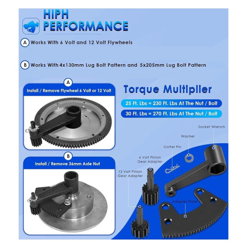 000133 Torque Multiplier Leverage Tool Set for Classic  Bug Remove Install 36mm Axle Nut&Flywheel Gland Nut 1