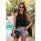 Damen Rundhals Gerippte Slim Fit Weste Schwarz XL 6