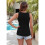 Damen Rundhals Gerippte Slim Fit Weste Schwarz XL 7