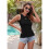Damen Rundhals Gerippte Slim Fit Weste Schwarz XL 2