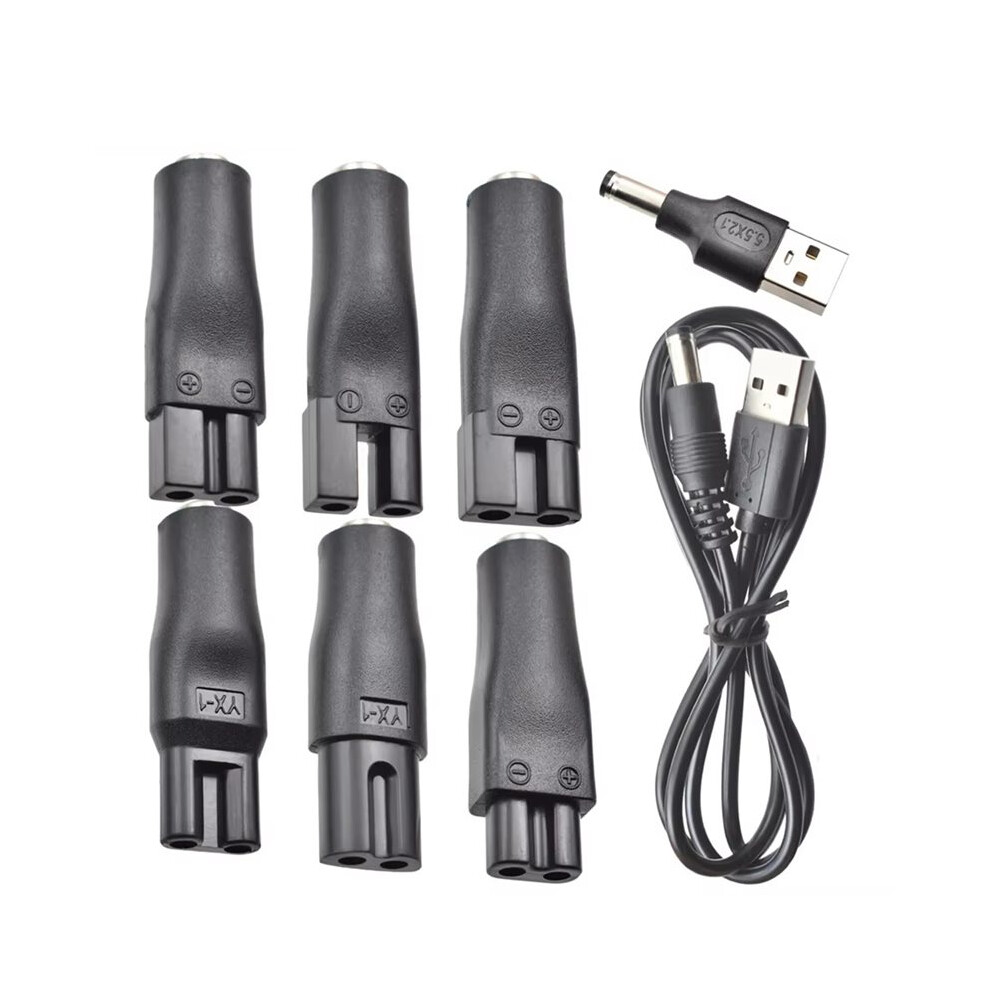 8 PCS Replacement Power Cord 5V Charger USB Adapter Set for All Kinds Electric Hair Clippers Shaver Beard Trimmer