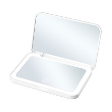 Compact Vanity Folding Cosmetic Mirror 3-Color LED Lighting 2X Magnification Portable Travel Makeup Mirror B