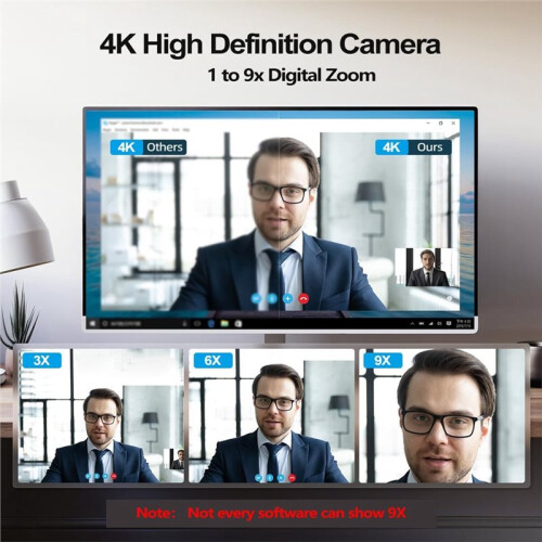 Webcam 4K avec Éclairage, Webcam pour PC avec Microphone, Caméra USB pour Ordinateur avec Support pour Diffusion en Direct sur Bureau 2