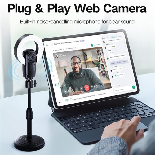 Webcam 4K avec Éclairage, Webcam pour PC avec Microphone, Caméra USB pour Ordinateur avec Support pour Diffusion en Direct sur Bureau 1