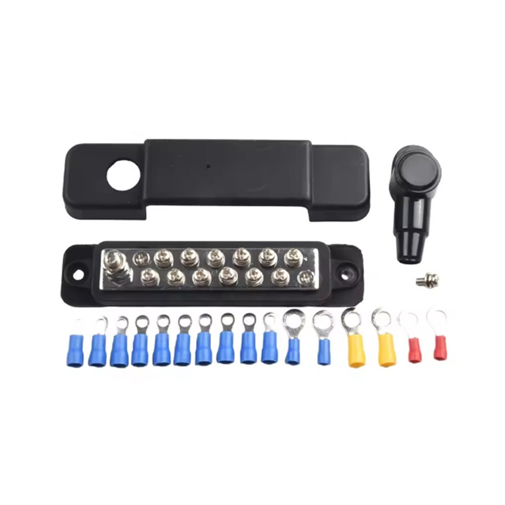 12 Point Battery Power Distribution Block Bus Bar Positive Negative 48V 150A Power Distribution Block Termianl Black 6132050832295