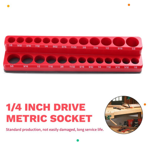3PCS Professional Magnetic Socket Holder 1/4" Inch Drive Metric/ Socket Organizer Storage Installation Tool Kit Red 2