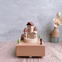 Drehbare Spieluhr in Form Eines Märchenschlosses - Direktvertrieb Vom Hersteller - Geschenkidee Aus Holz - Handgefertigte Spieluhr Aus Holz