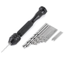 Mini Hand Drill with 0.3-3.6mm Chuck & 25 HSS Bits for Wood, Plastic, Rubber, and Crafts