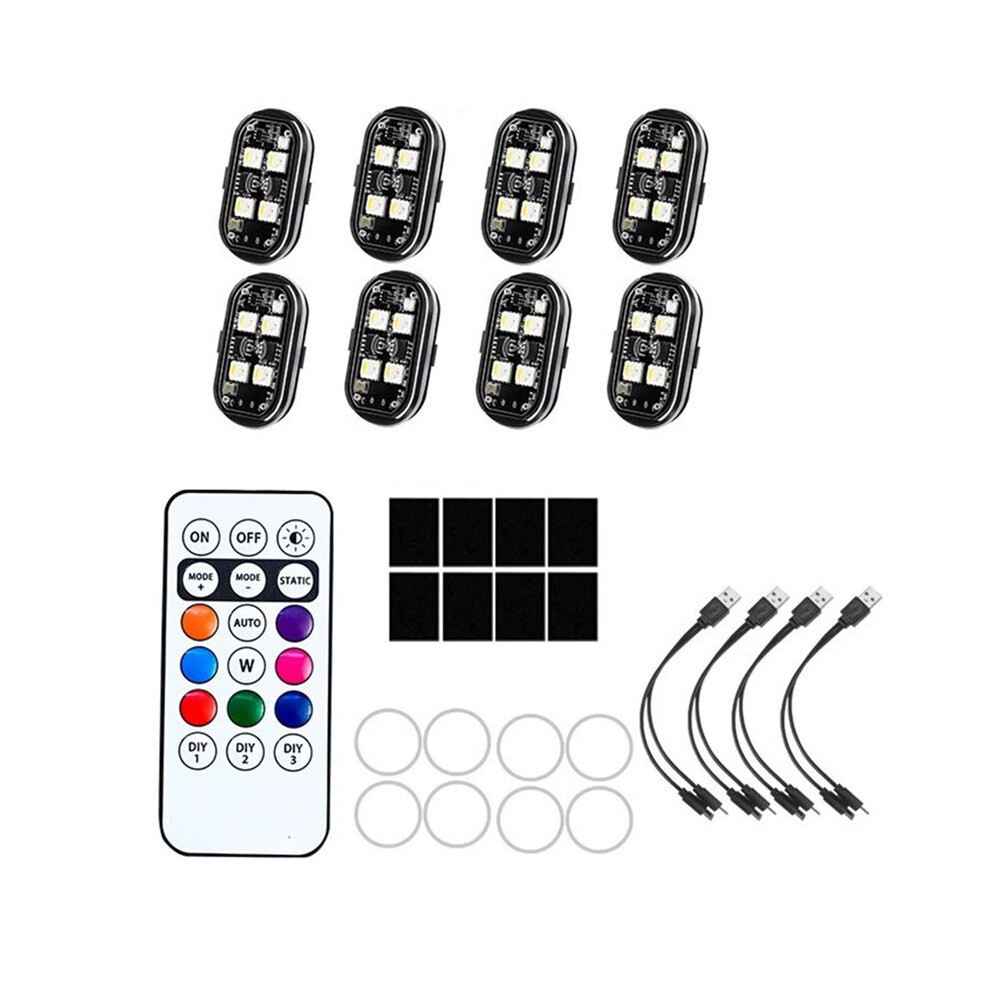 8Pcs Wireless Led Strobe Lights With Remote Control, 350 Mah Usb Rechargeable 8-Color High Brightness Waterproof 6131667554897