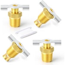4Pcs Wing Style Drain Valve with Handle, 1/4" NPT Male Brass Replacement Winged Tank Drain Cock, Air Compressor Valve