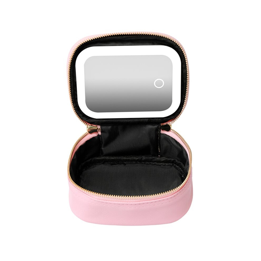 Light Rechargeable Travel Makeup Bag With Led Mirror, Compact Touch Screen Tabletop Cosmetic Mirror, 3 Colors B