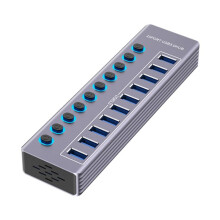 USB Hub USB 3.0 5Gbps Splitter with Individual OFF/  LED Indicator for Computer USB  Extender 10