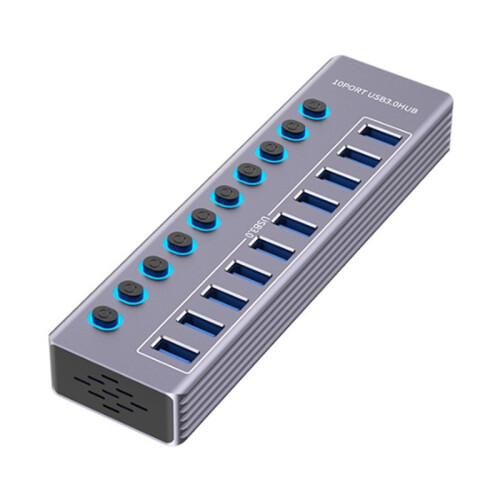 USB Hub USB 3.0 5Gbps Splitter with Individual OFF/  LED Indicator for Computer USB  Extender 10