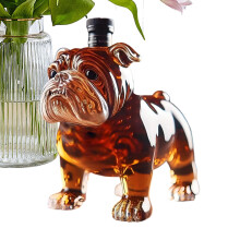Bulldog Whiskey Decanter Glass Liquor Bottle Dog Sculpture Design 300ml Airtight Gift for Men
