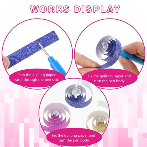 Paper Quilling Tools 24 Pcs Quilling Paper Slotted Tools Kit 4 Colors Rolling Multi-Function Needle Pen for Paper Flower 2