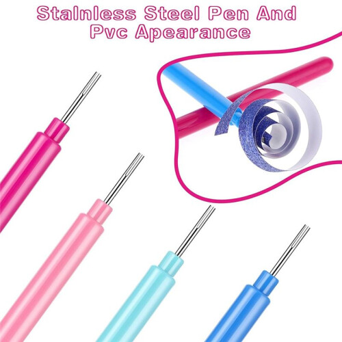 Paper Quilling Tools 24 Pcs Quilling Paper Slotted Tools Kit 4 Colors Rolling Multi-Function Needle Pen for Paper Flower 1