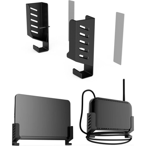 Supporto da Parete Universale per Laptop con Decoder e Gancio di Gestione Cavi Integrato per Laptop, per , Decoder TV 2