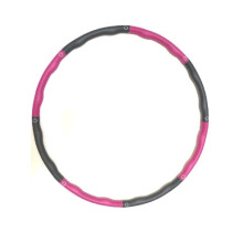 Hula Fitness Hoop Can Be Dismantled 3 Sizes up to Diameter 95 cm, Grey/Pink with Nubs