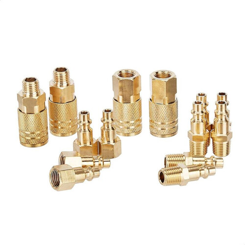 14 Pcs Quick Connect Brass Air Coupler and Plug Kit-Industrial Type 1/