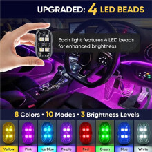 Lot de 6 Lampes Stroboscopiques LED Sans Fil avec Télécommande, Batterie Rechargeable USB 350 MAh, 8 Couleurs, Haute Luminosité, Étanches